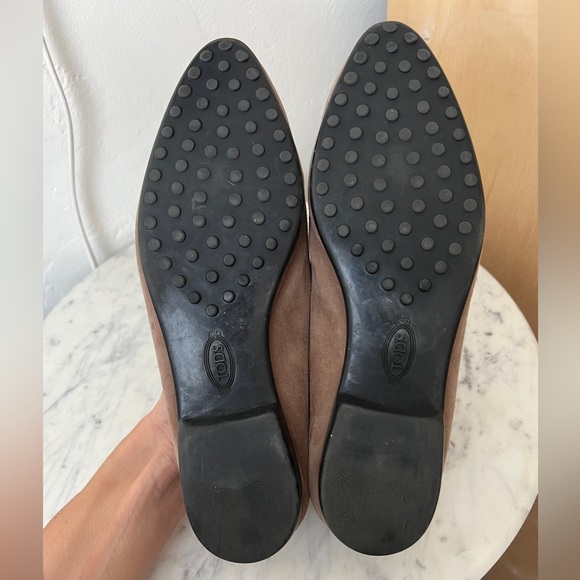 TOD'S loafers ballet flats tan black suede bow women's shoe EU 38-1/2 US 8-1/2 - Picture 11 of 16